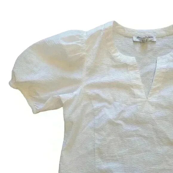 Tommy Bahama Nova Wave Women's White Cotton Seersucker V-Neck Puffy Short Sleeve - Picture 5 of 14